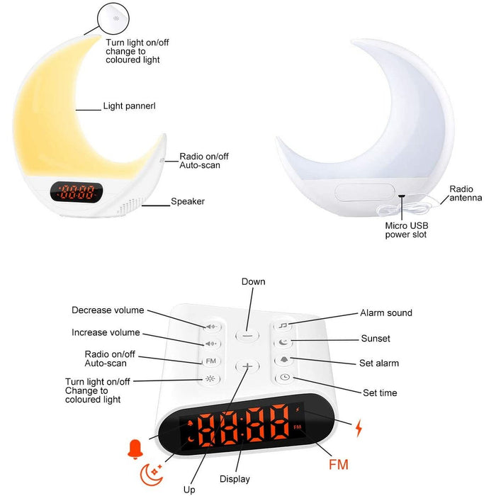 SAMA Half Moon Double Side Sunrise Sunset Sleep Trainer with Remote control, 7 colors-Sleep Tech-SAMA-brands-world.ca