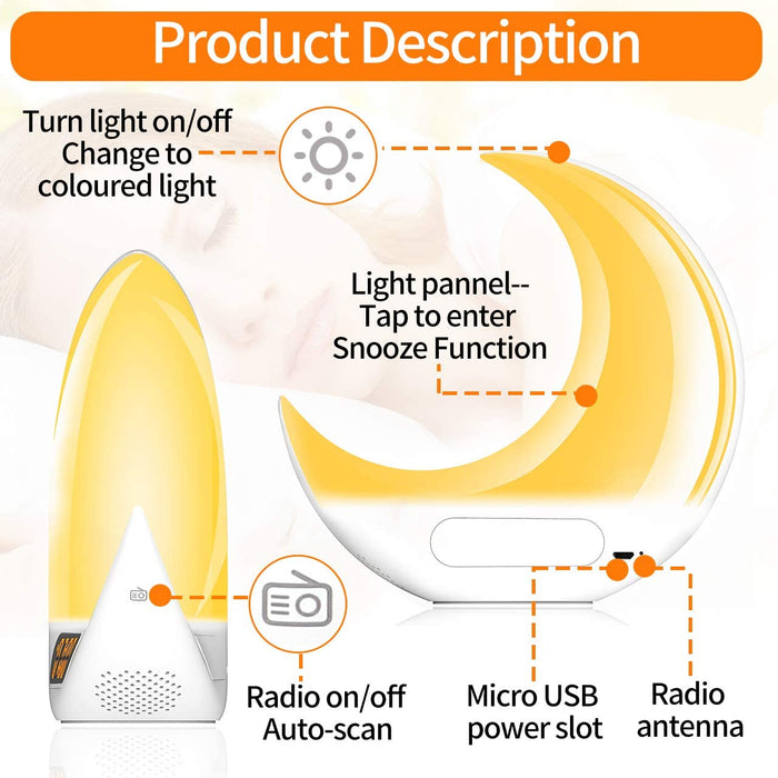 SAMA Half Moon Double Side Sunrise Sunset Sleep Trainer with Remote control, 7 colors-Sleep Tech-SAMA-brands-world.ca