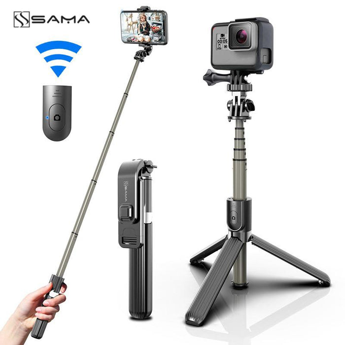 SAMA Portable Bluetooth Phone Selfie Stick Tripod with Remote Control for IOS Android-Tripods-SAMA-brands-world.ca