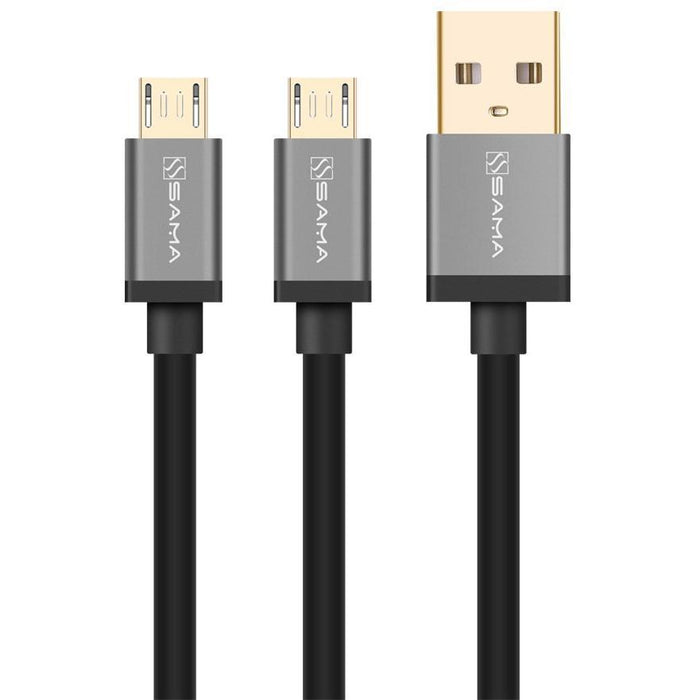 SAMA SA-40349 Dual Micro USB Splitter Charge Cable 1.5M-Micro USB Cable-SAMA-brands-world.ca