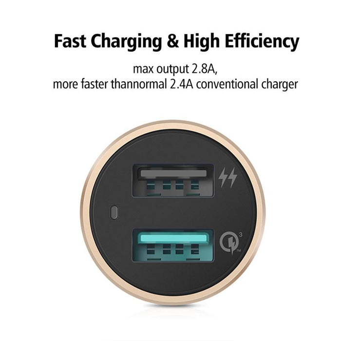 SAMA SA-50201 Dual USB 3.0 Car Charger 30W Quick Charge Gold-USB Car Chargers-SAMA-brands-world.ca