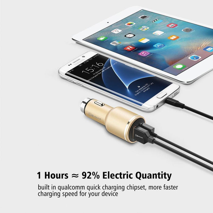 SAMA SA-50201 Dual USB 3.0 Car Charger 30W Quick Charge Gold-USB Car Chargers-SAMA-brands-world.ca