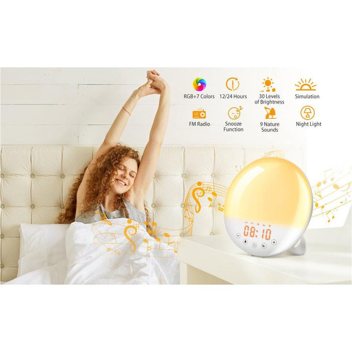 SAMA Sunset Simulation 7Colors 2Alarm 8Natural Sounds Digital Sunrise Alarm Clock Radio-Sleep Tech-SAMA-brands-world.ca