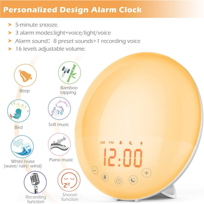SAMA Sunset Simulation 7Colors 2Alarm 8Natural Sounds Digital Sunrise Alarm Clock Radio-Sleep Tech-SAMA-brands-world.ca