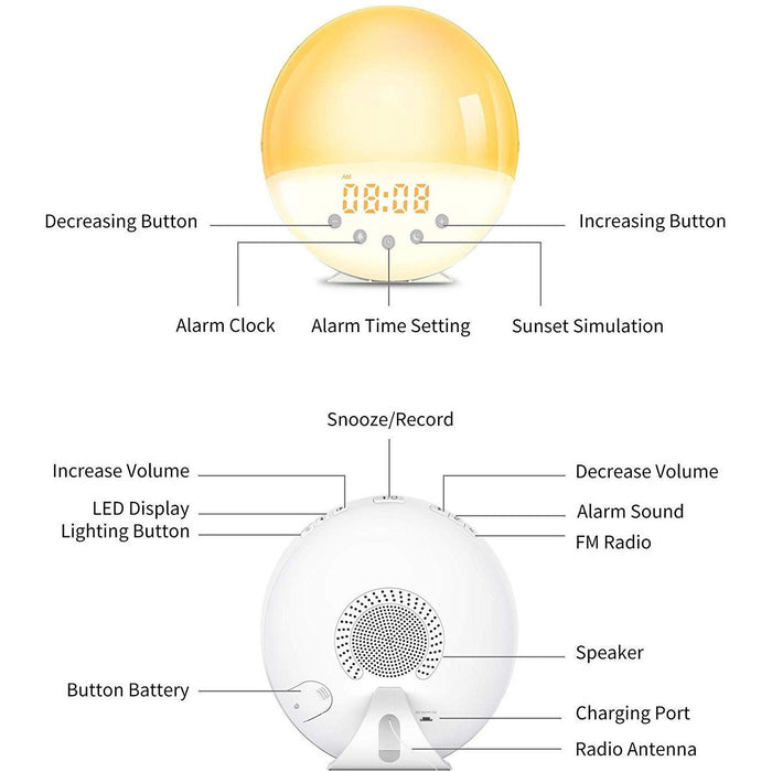 SAMA Sunset Simulation 7Colors 2Alarm 8Natural Sounds Digital Sunrise Alarm Clock Radio-Sleep Tech-SAMA-brands-world.ca