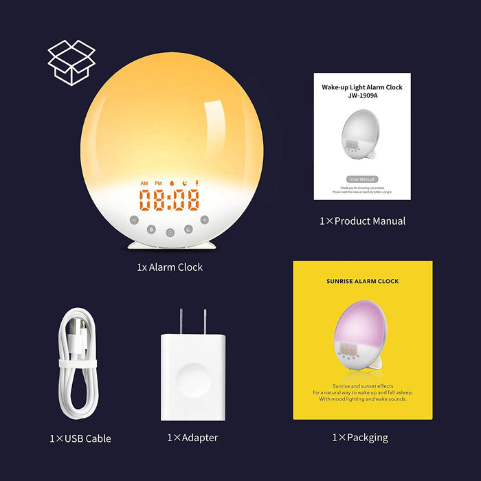 SAMA Sunset Simulation 7Colors 2Alarm 8Natural Sounds Digital Sunrise Alarm Clock Radio-Sleep Tech-SAMA-brands-world.ca