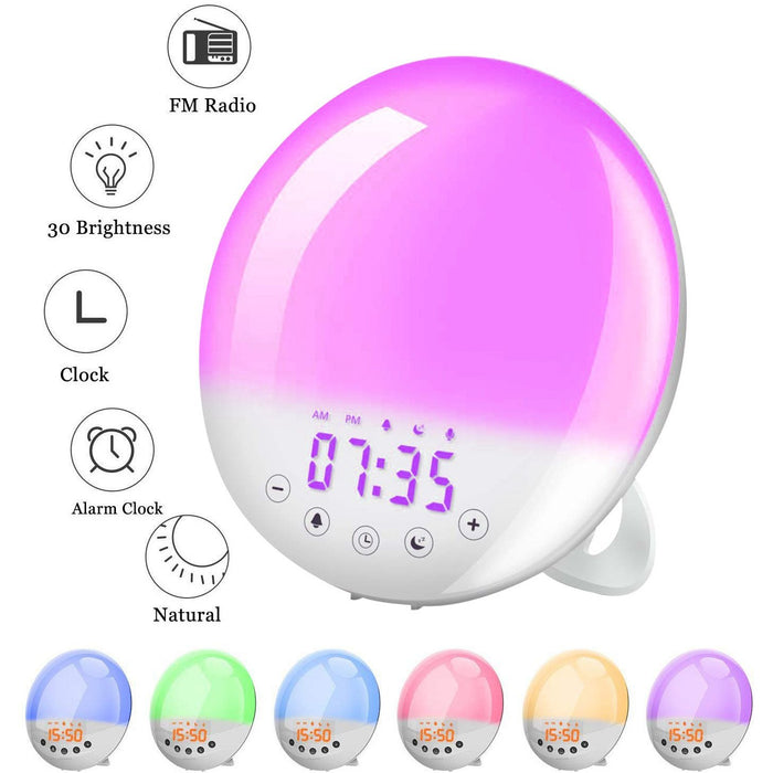 SAMA Sunset Simulation 7Colors 2Alarm 8Natural Sounds Digital Sunrise Alarm Clock Radio-Sleep Tech-SAMA-brands-world.ca