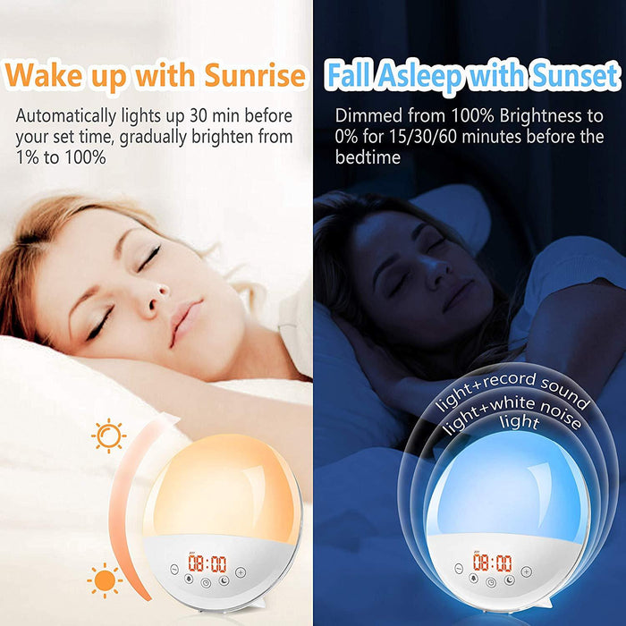 SAMA Sunset Simulation 7Colors 2Alarm 8Natural Sounds Digital Sunrise Alarm Clock Radio-Sleep Tech-SAMA-brands-world.ca