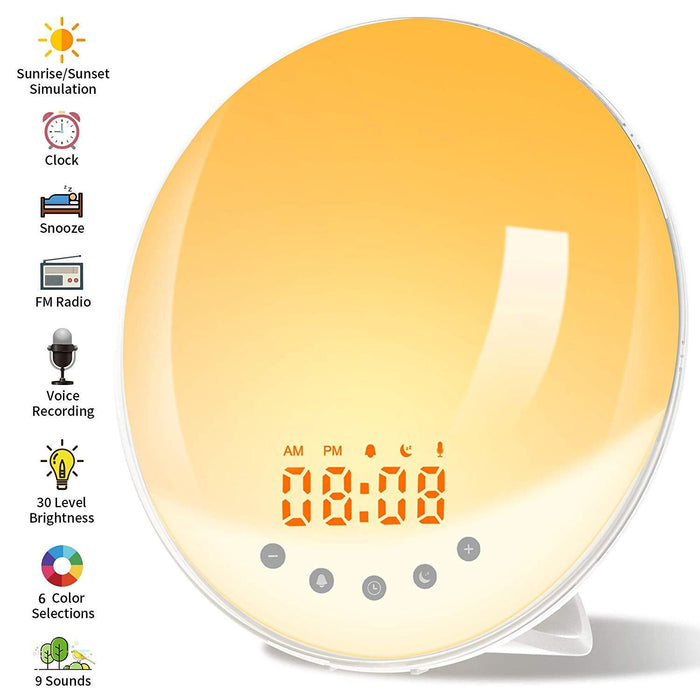 SAMA Sunset Simulation 7Colors 2Alarm 8Natural Sounds Digital Sunrise Alarm Clock Radio-Sleep Tech-SAMA-brands-world.ca