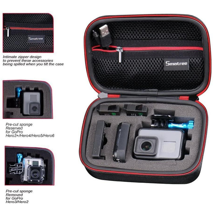 Smatree Smacase G75 Carrying Case for Gopro 5,4,3,3+,2,1,Black&Red-Selfie Sticks & Grips-SAMA-brands-world.ca