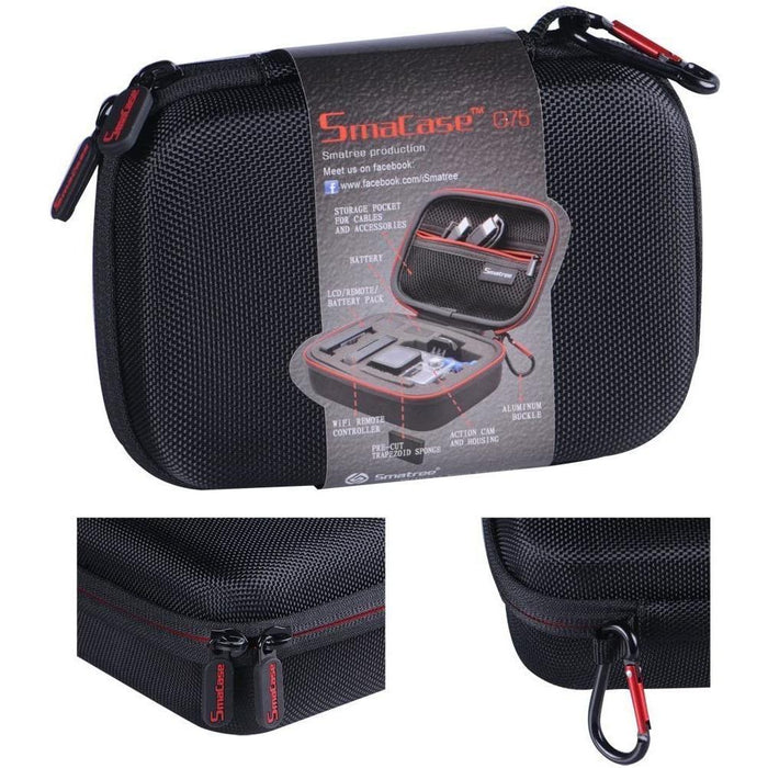 Smatree Smacase G75 Carrying Case for Gopro 5,4,3,3+,2,1,Black&Red-Selfie Sticks & Grips-SAMA-brands-world.ca