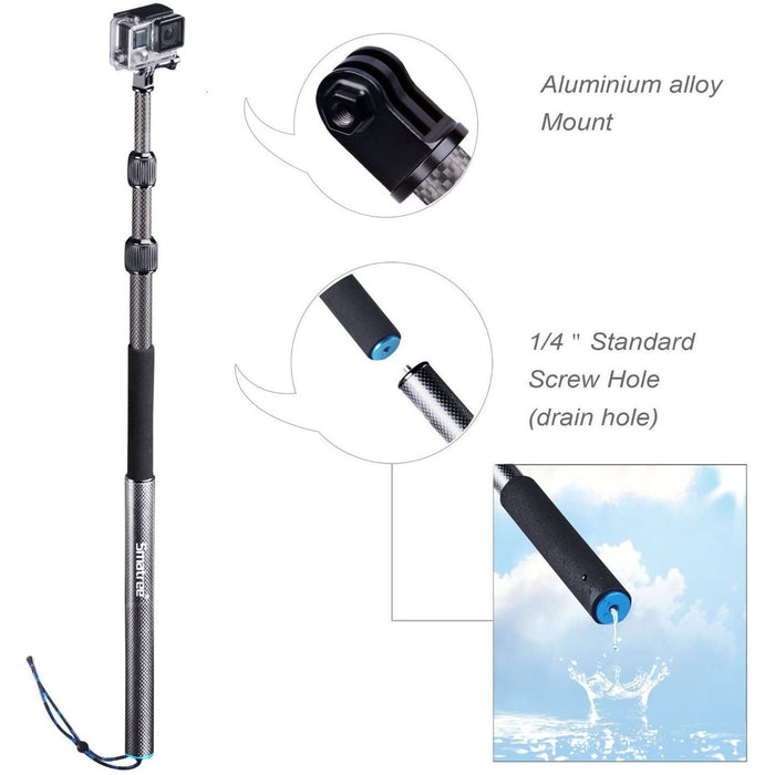 Smatree SmaPole S3C Carbon Fiber Detachable Extendable Floating Pole for...-Selfie Sticks & Grips-SAMA-brands-world.ca