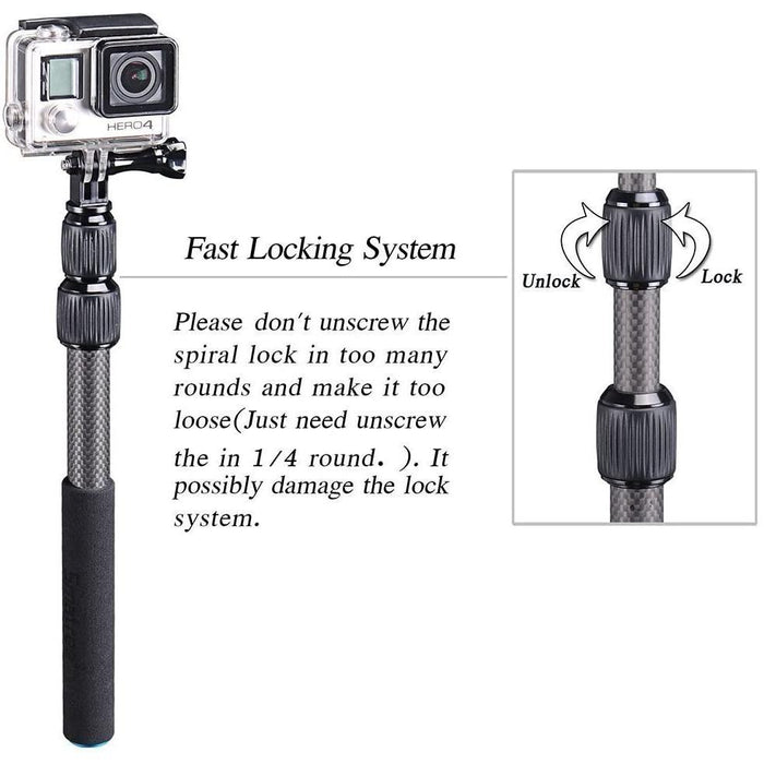 Smatree SmaPole S3C Carbon Fiber Detachable Extendable Floating Pole for...-Selfie Sticks & Grips-SAMA-brands-world.ca