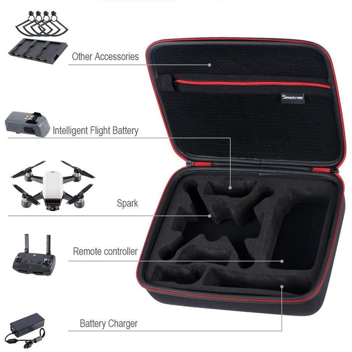 Smatree Storage Carry Case for DJI Spark Drone/ 3* Batteries/Battery...-Drone Cases & Backpacks-Smatree-brands-world.ca