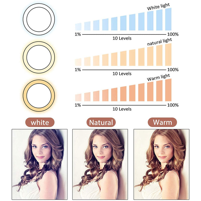 UBeesize 10" Selfie Ring Light with 50" Extendable Tripod Stand & Flexible...-Selfie Ring Lights-SAMA-brands-world.ca