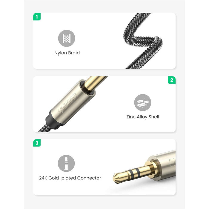 UGREEN 1/8 Inch to 1/4 Cable 3.5mm Male 6.35mm TRS Audio 3ft-Audio Cables-UGREEN-brands-world.ca