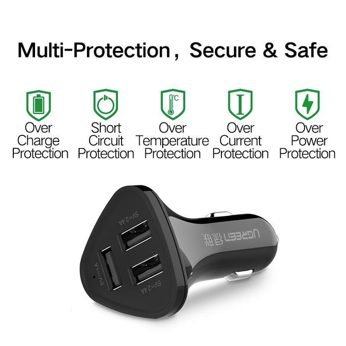 UGREEN 29W 3 Port USB Car Charger-USB Car Chargers-UGREEN-brands-world.ca