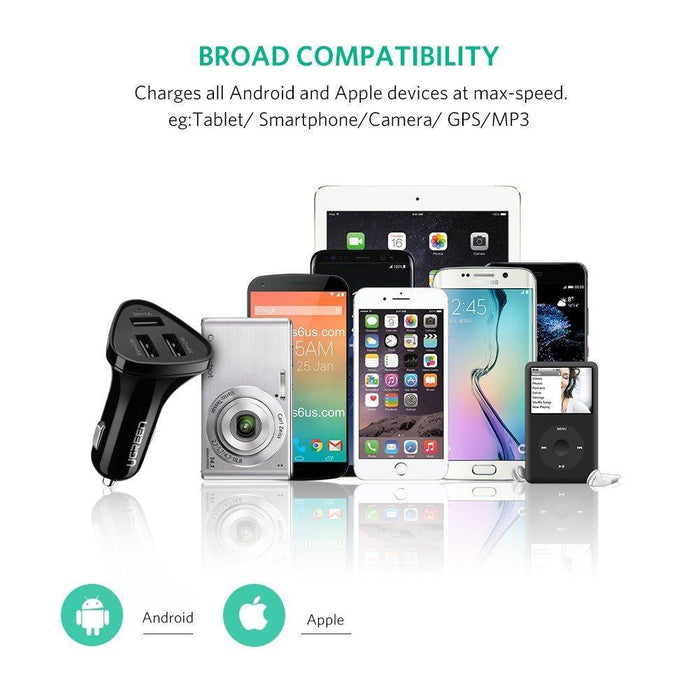 UGREEN 29W 3 Port USB Car Charger-USB Car Chargers-UGREEN-brands-world.ca
