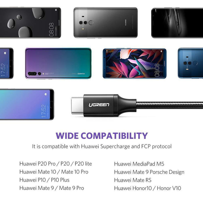 UGREEN 5A USB C Cable, Nylon-Braided USB Type C Charger Lead Super Fast Charge 1m/Black-USB C Cable-UGREEN-brands-world.ca