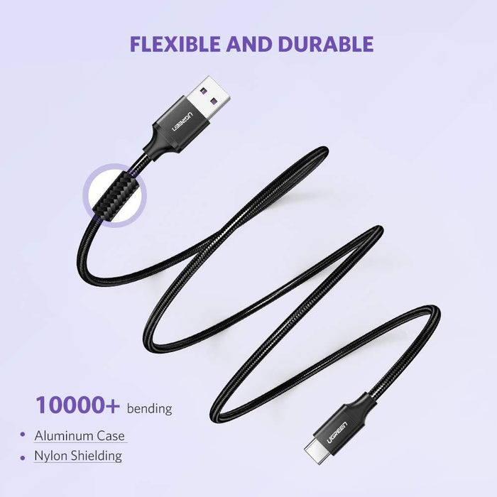 UGREEN 5A USB C Cable, Nylon-Braided USB Type C Charger Lead Super Fast Charge 1m/Black-USB C Cable-UGREEN-brands-world.ca
