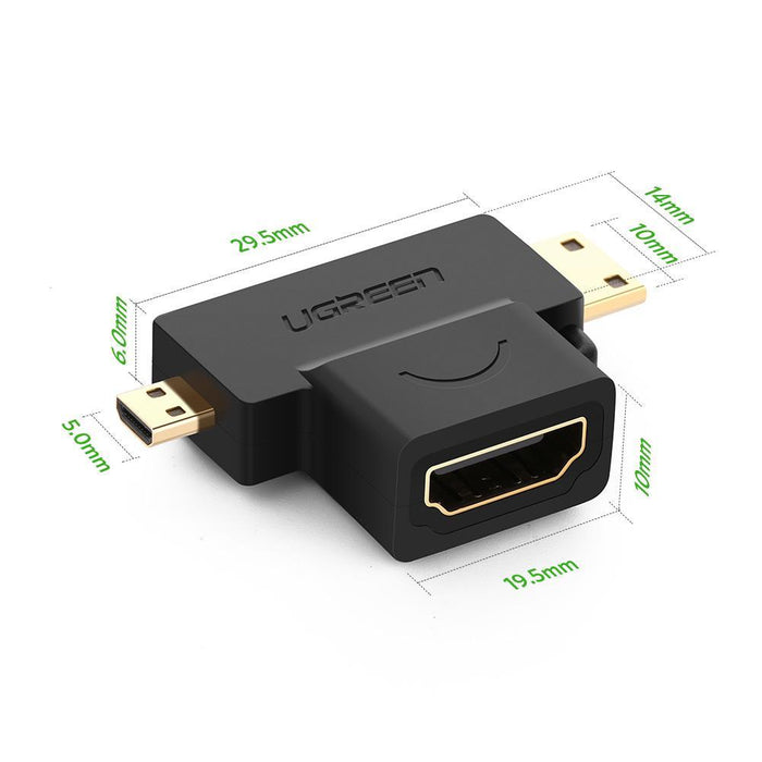 UGREEN Adapter Micro HDMI + Mini HDMI Male to HDMI Female-Adapters-UGREEN-brands-world.ca