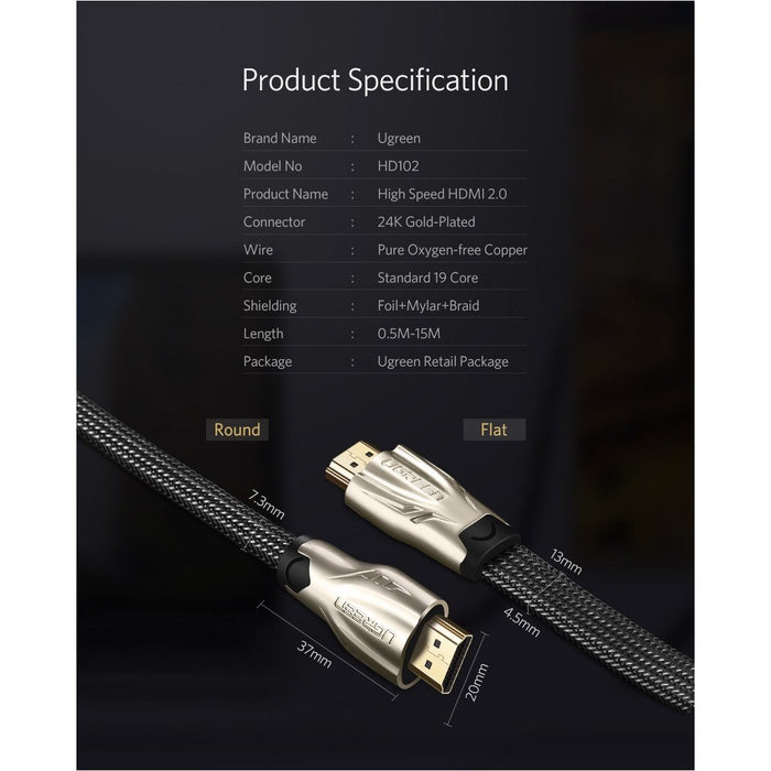 UGREEN HDMI cable 3FT metal connector Case with nylon braid Support 3D-HDMI Cables-UGREEN-brands-world.ca