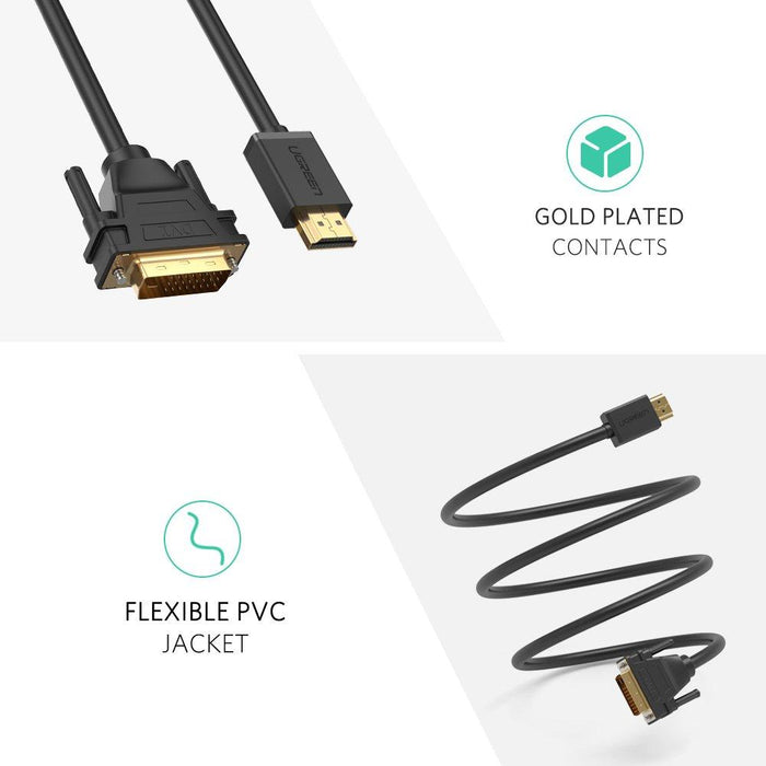 UGREEN HDMI to DVI Cable Bi Directional DVI-D 24+1 Male to HDMI Male High Speed Adapter Cable Support 1080P Full HD-HDMI Cables-UGREEN-brands-world.ca