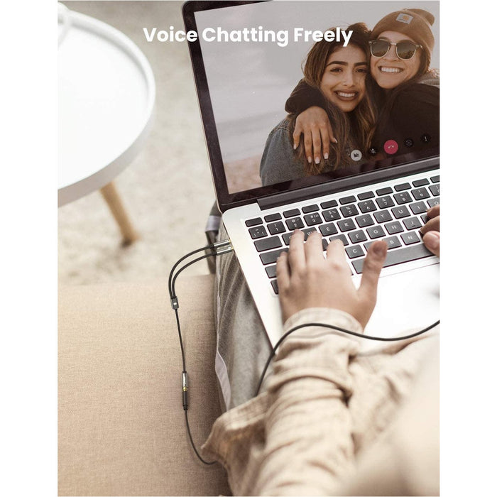 UGREEN Headphone Mic Splitter Cable 3.5mm 2 Male to Female (2x3 Pin Black-Audio Cables-UGREEN-brands-world.ca