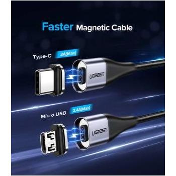 UGREEN Magnetic Cable 1M+Micro B Magnetic Plug (60207+60209 )Grey 1M-Computer USB Cables-UGREEN-brands-world.ca