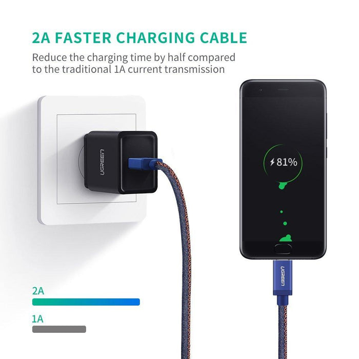 UGREEN Micro USB Cable Denim Braided Fast Charging Cable USB to Micro USB Data Cable-Micro USB Cable-UGREEN-brands-world.ca