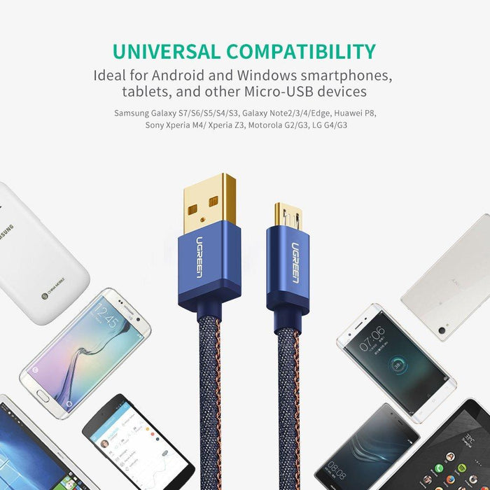 UGREEN Micro USB Cable Denim Braided Fast Charging Cable USB to Micro USB Data Cable-Micro USB Cable-UGREEN-brands-world.ca