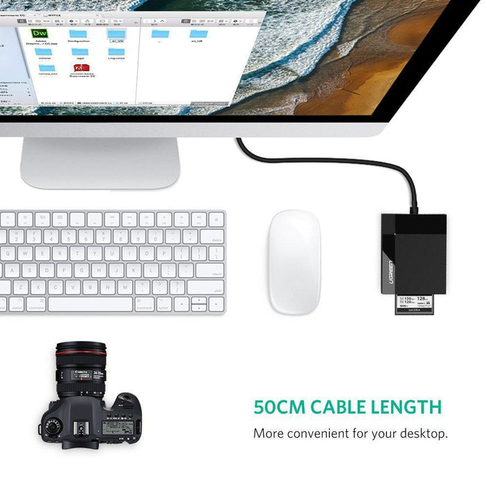 UGREEN SD Card Reader USB 3.0 Hub Adapter 5Gbps Read 4 Cards Black-Card Readers & Adapters-UGREEN-brands-world.ca