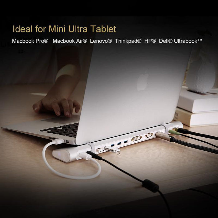 UGREEN USB 3.0 Dual Multi-Display Converter-5 Ports USB 3.0HUB+SD/TF Card read+Gigabit lan+Audio(mic+earphone)+VGA+HDMI+DVI-Wired Network Cards-UGREEN-brands-world.ca