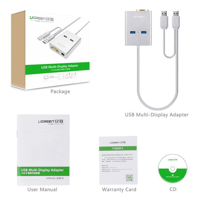 UGREEN USB 3.0 to VGA + 2 ports USB 3.0 + Gigabit lan port-Adapters-UGREEN-brands-world.ca