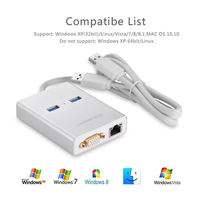 UGREEN USB 3.0 to VGA + 2 ports USB 3.0 + Gigabit lan port-Adapters-UGREEN-brands-world.ca