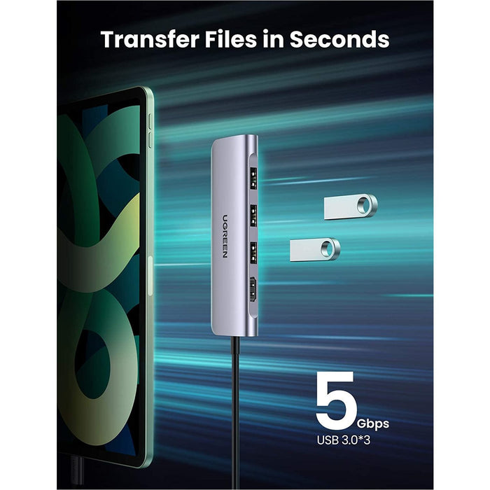 UGREEN USB C Hub, C HDMI Adapter 6 in 1 Type C Hub with 4K C to...-USB Hubs-UGREEN-brands-world.ca