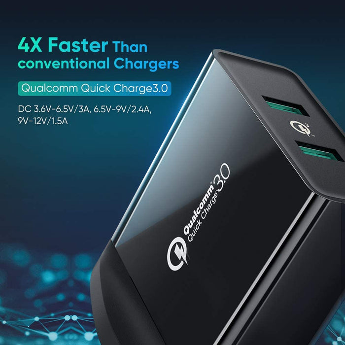 UGREEN USB Charger 36W UK PLUG, QC 3.0 Quick Wall Charger Adapter 2-Port USB Travel Plug-USB Home/Wall Chargers-UGREEN-brands-world.ca