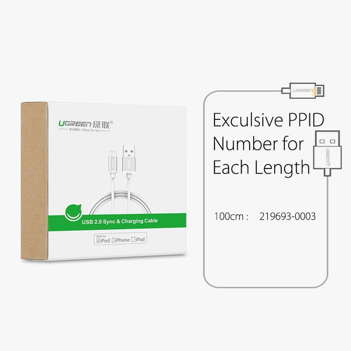 UGREEN USB to Lighting cable with MFI - Aluminium Case for iphone 5/5C/5S/6/6plus/ipad mini etc-iPhone Chargers & Cables-UGREEN-brands-world.ca