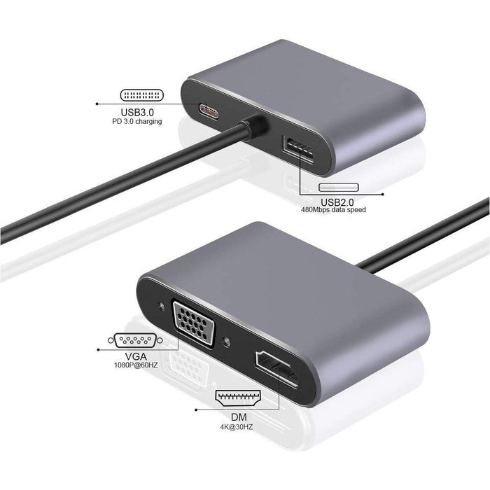 USB C to 4K HDMI VGA Adapter, 4 in 1 Type C Hub with HDMI, 1080P VGA, USB...-External Video Display Adapters-SAMA-brands-world.ca