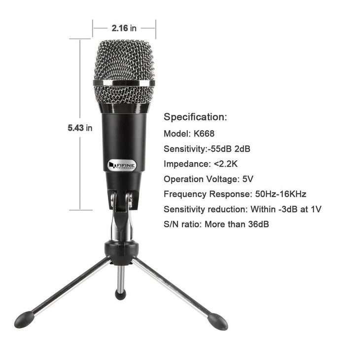USB Microphone,Fifine Plug and Play PC Computer Condenser Microphone for...-Condenser Mics-FIFINE TECHNOLOGY-brands-world.ca