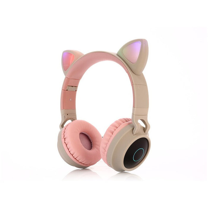 Kids Wireless/Wired Headphones with MIC,12H Playtime, Stereo Sound,Bluetooth 5.0, Foldable for School (Grey/Pink)