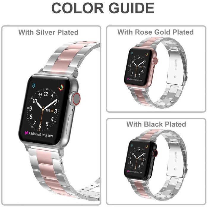 Wearlizer Compatible with Apple For Watch 38mm/40mm, Rose Gold + Silver-Apple Watch Bands & Straps-Wearlizer-brands-world.ca