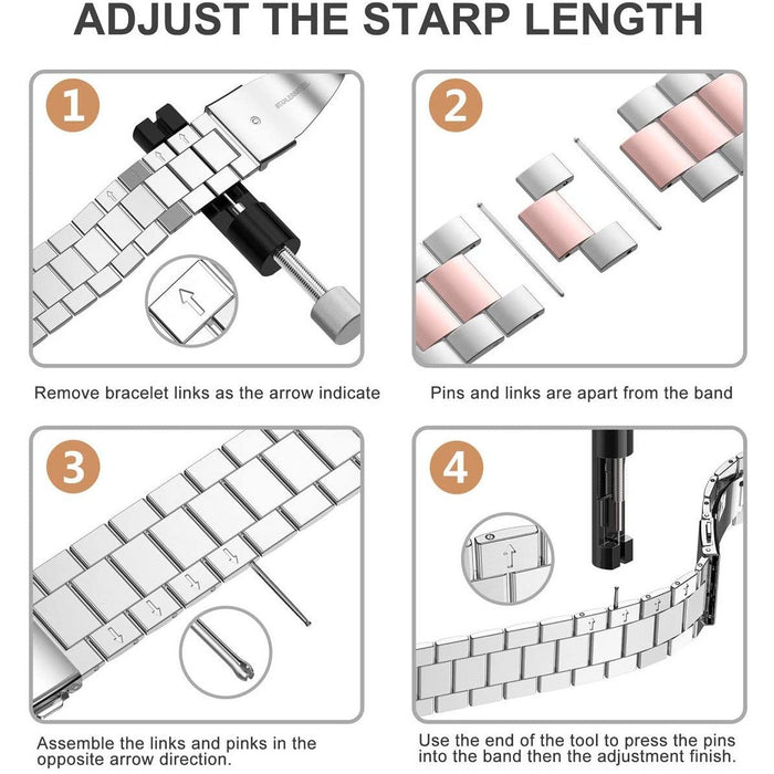 Wearlizer Compatible with Apple For Watch 38mm/40mm, Rose Gold + Silver-Apple Watch Bands & Straps-Wearlizer-brands-world.ca