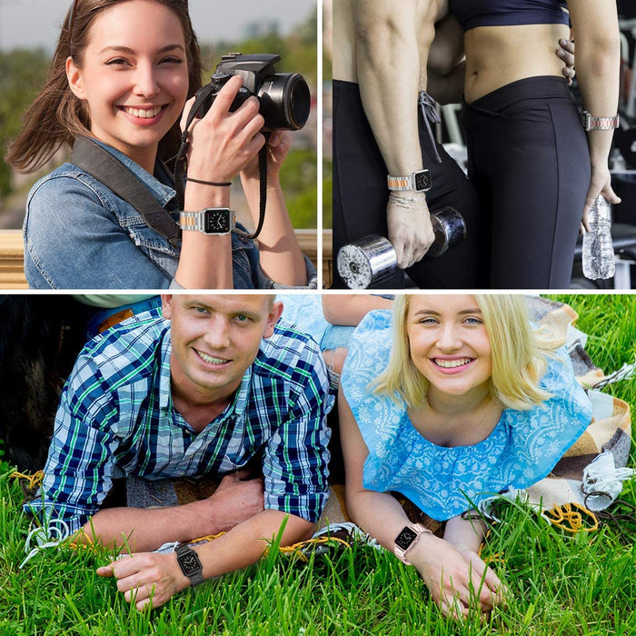 Wearlizer Compatible with Apple For Watch 38mm/40mm, Rose Gold + Silver-Apple Watch Bands & Straps-Wearlizer-brands-world.ca