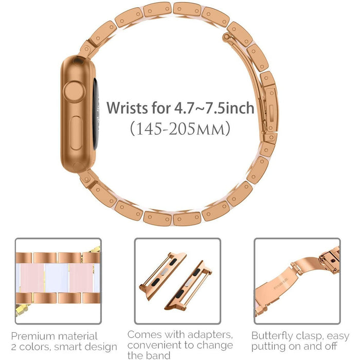 Wearlizer Compatible with Apple Watch 38mm 38mm/40mm, Pink White + Rose Gold-Apple Watch Bands & Straps-Wearlizer-brands-world.ca