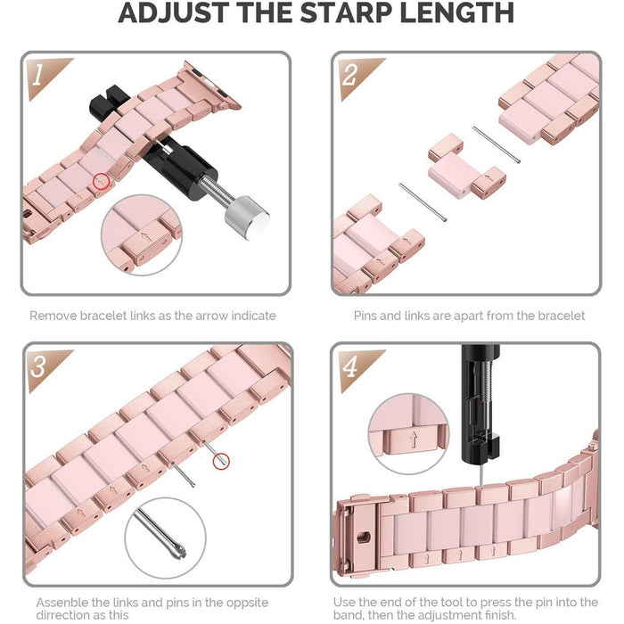 Wearlizer Compatible with Apple Watch 38mm 38mm/40mm, Pink White + Rose Gold-Apple Watch Bands & Straps-Wearlizer-brands-world.ca