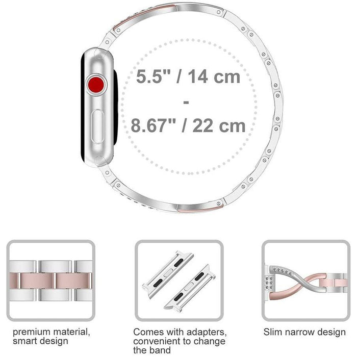 Wearlizer Compatible with Apple Watch Bands 38mm 38mm/40mm, Rose Gold+Silver-Apple Watch Bands & Straps-Wearlizer-brands-world.ca