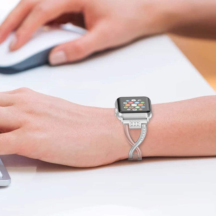 Wearlizer Compatible with Apple Watch Bands 38mm 38mm/40mm, Rose Gold+Silver-Apple Watch Bands & Straps-Wearlizer-brands-world.ca