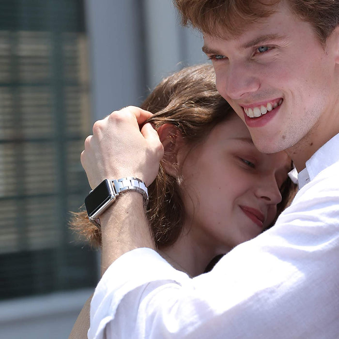 Wearlizer Resin Link Band Compatible Apple Watch 38mm 38mm/40mm, Silver-Apple Watch Bands & Straps-Wearlizer-brands-world.ca