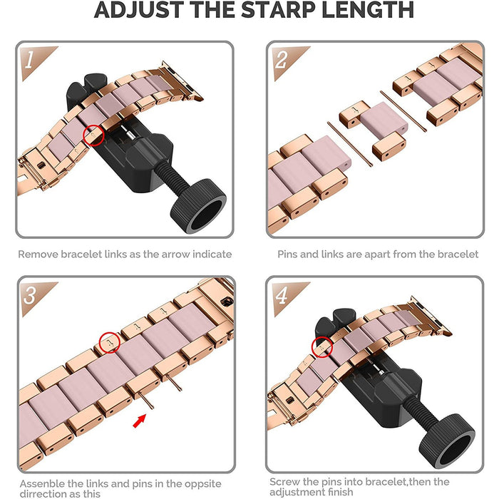 Wearlizer Resin Link Band Compatible Apple Watch 38mm 38mm/40mm, Silver-Apple Watch Bands & Straps-Wearlizer-brands-world.ca